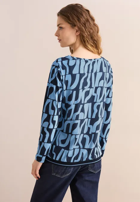 Bedrukt geribd shirt met structuur universal blue