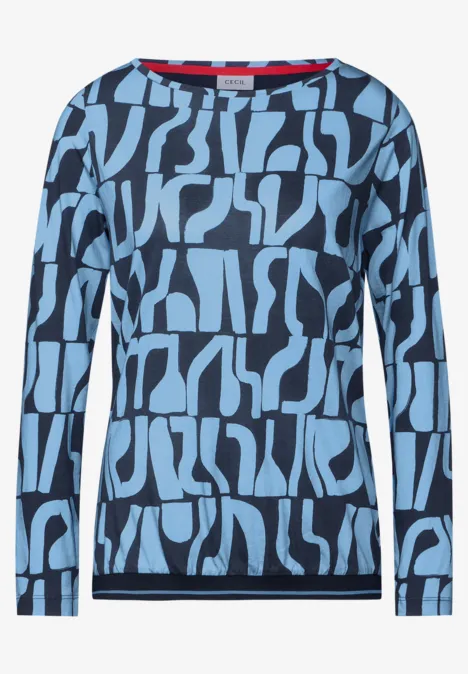 Bedrukt geribd shirt met structuur universal blue