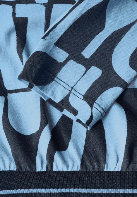 Bedrukt geribd shirt met structuur universal blue