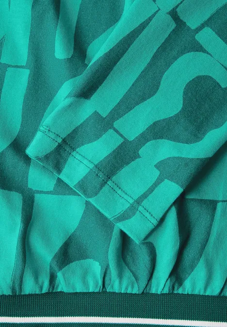 Bedrucktes Rippstrukturshirt sea green
