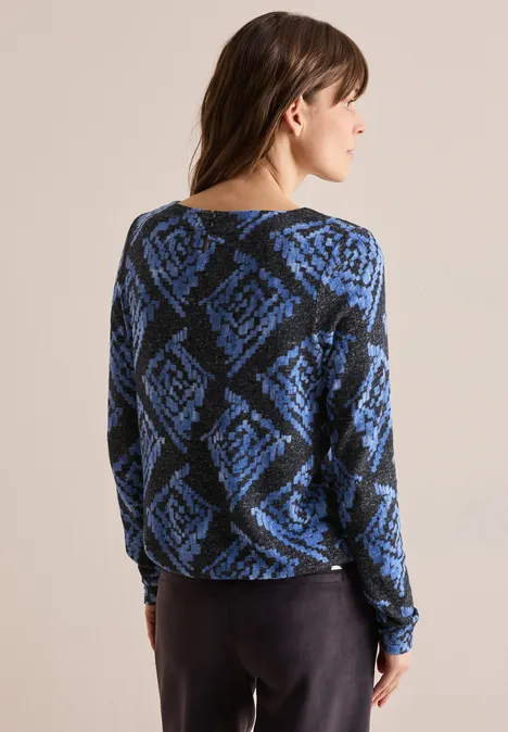 Kuscheliges Print-Shirt universal blue melange