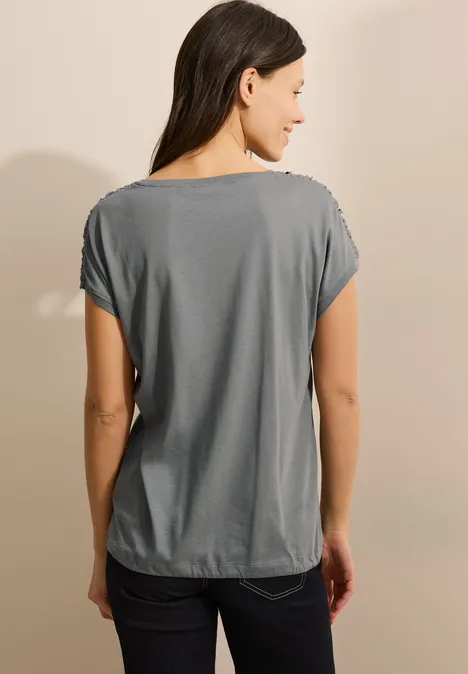 T-Shirt mit Raffung graphite light grey