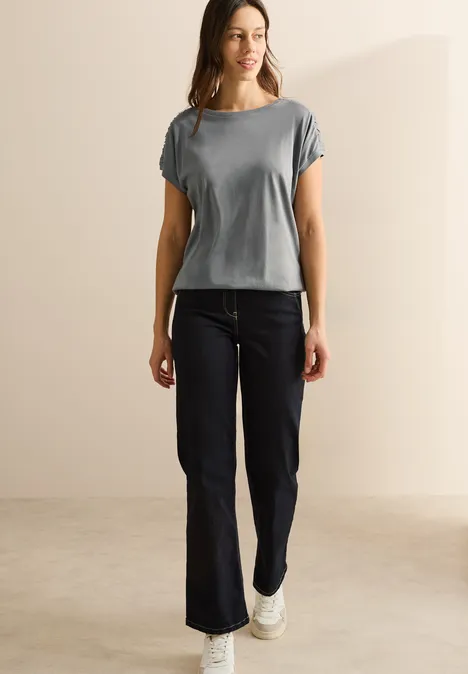 T-Shirt mit Raffung graphite light grey
