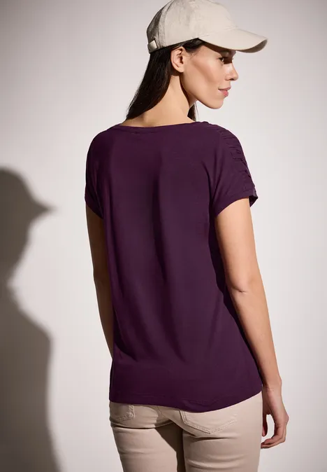 T-shirt met rimpels deep berry