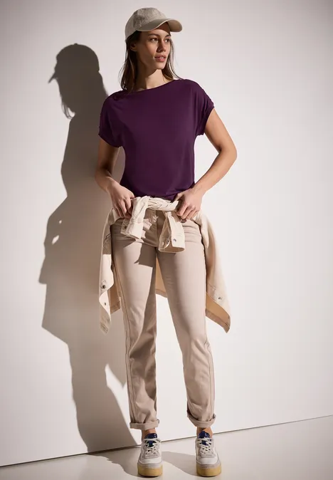 T-shirt met rimpels deep berry