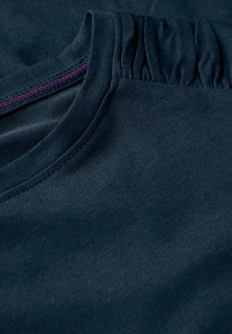 T-shirt met rimpels dark petrol blue
