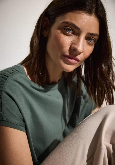 T-Shirt mit Raffung balmy khaki
