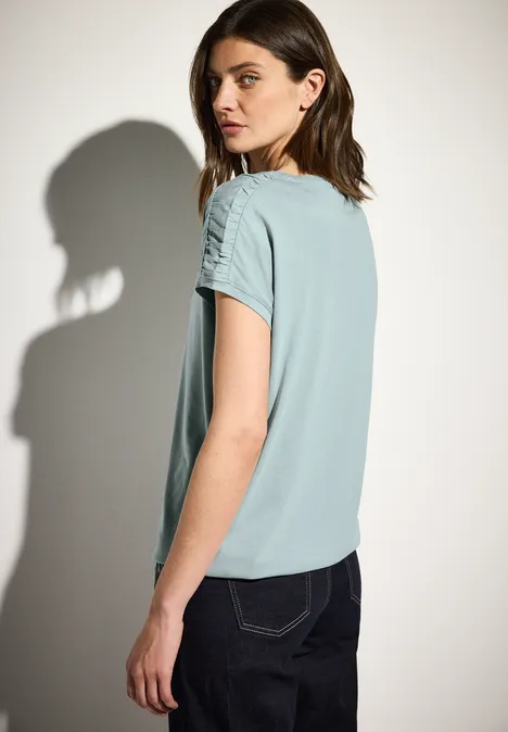T-Shirt mit Raffung cool salvia green