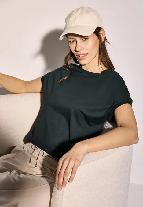 T-Shirt mit Raffung slate khaki