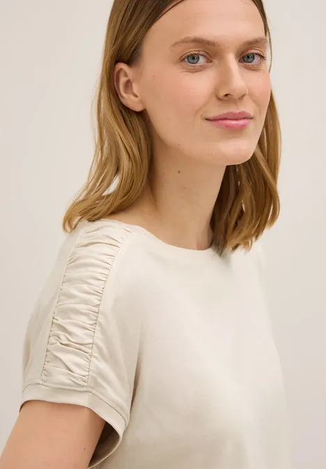 T-Shirt mit Raffung light beige