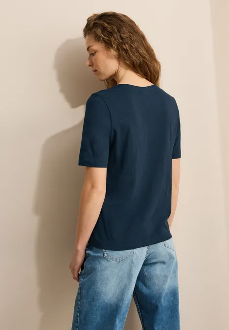 Basic V-Neck T-Shirt dark petrol blue