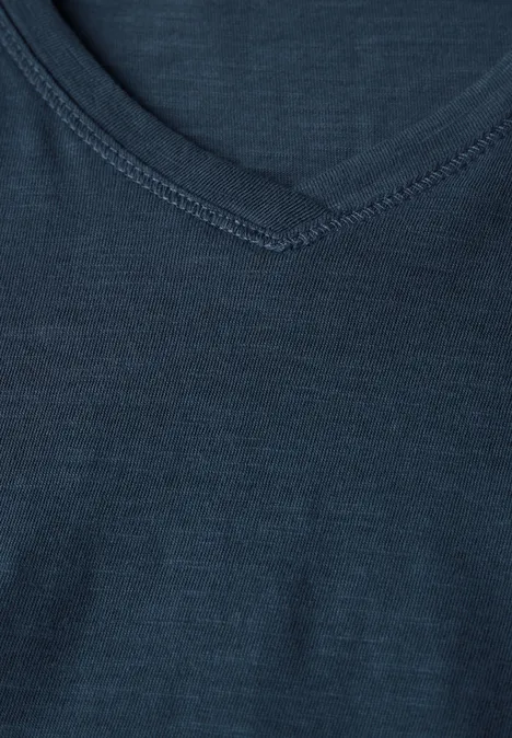 Basic V-Neck T-Shirt dark petrol blue
