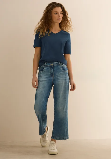 Basic V-Neck T-Shirt dark petrol blue