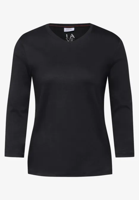 Basic V-Neck Shirt Black
