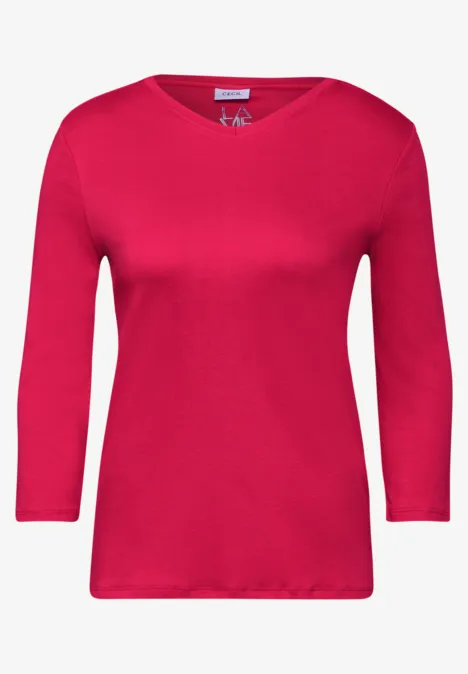 Basic V-Neck Shirt granita red