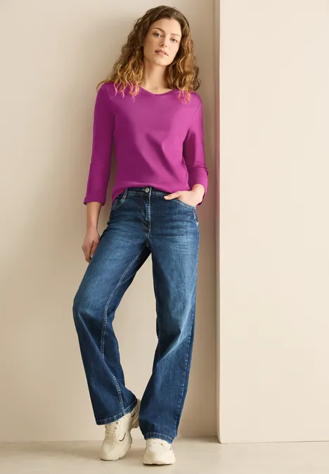 Basic V-Neck Shirt anemone pink