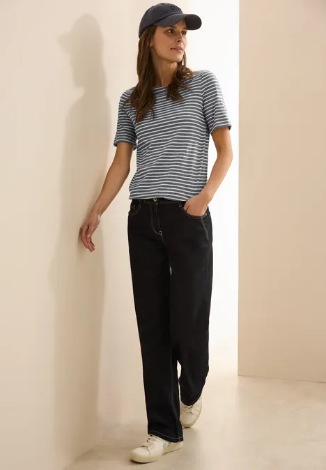 Basic Kurzarmshirt universal blue