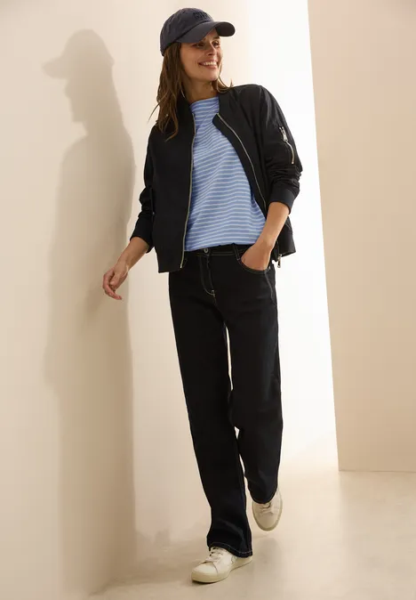 Basic Kurzarmshirt aster blue