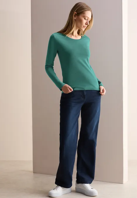 Basic Shirt in Unifarbe sea green