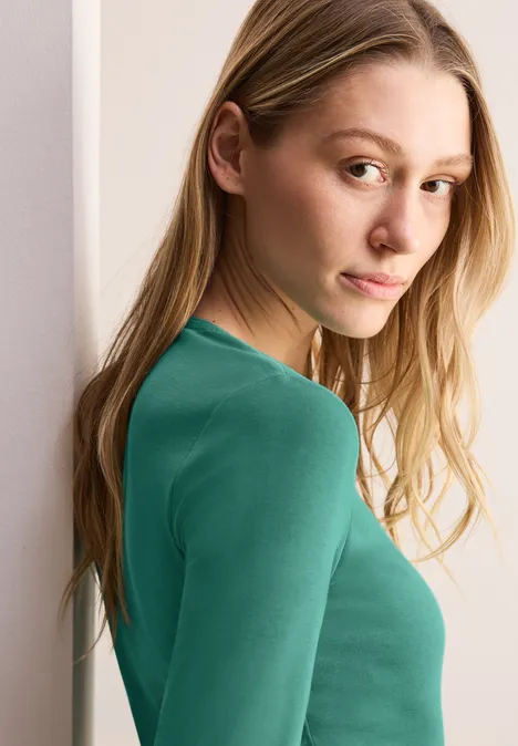 Basic Shirt in Unifarbe sea green