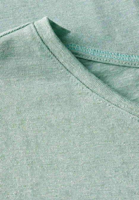 T-shirt à paillettes en lin ice sage green