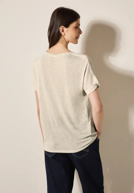 Leinen-Look Glitzer-Shirt pumice beige