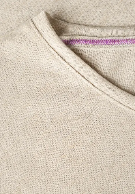 Leinen-Look Glitzer-Shirt pumice beige