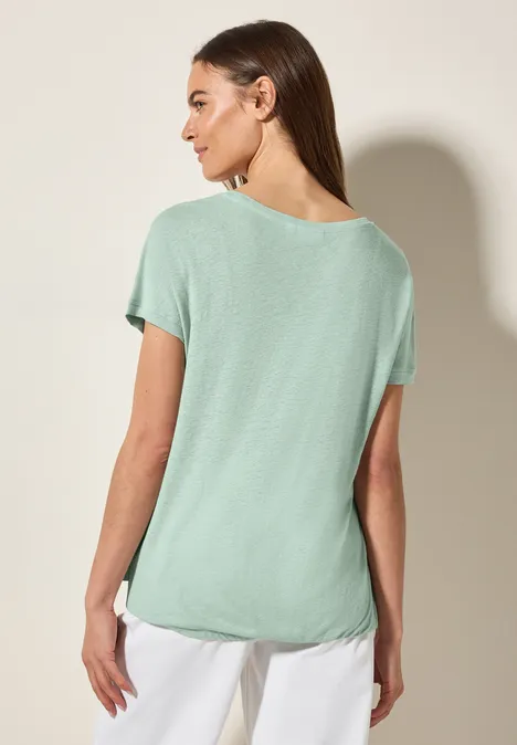 T-Shirt mit Knopfdetail ice sage green