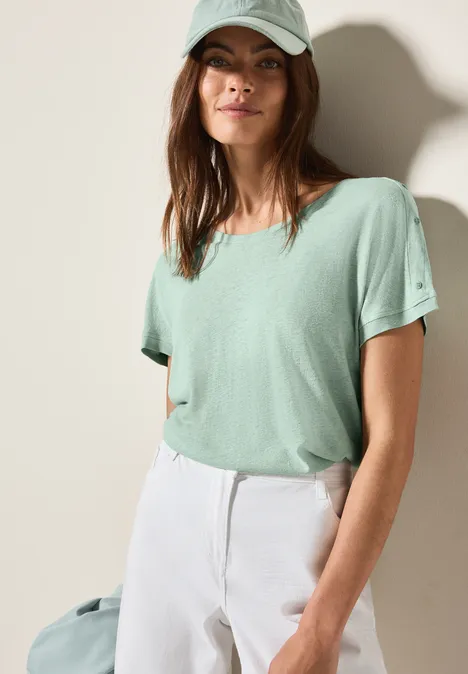 T-Shirt mit Knopfdetail ice sage green
