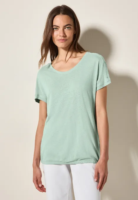 T-Shirt mit Knopfdetail ice sage green