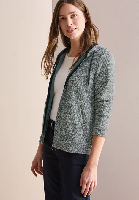 Bouclé Hoodie Jacke vanilla white