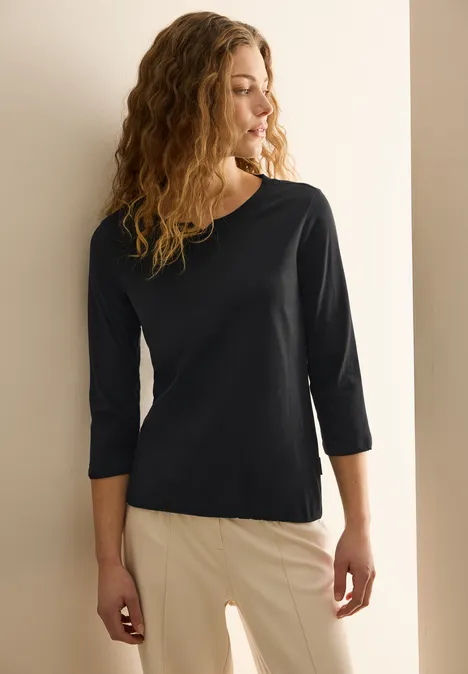 Jersey Shirt im Tunika-Look Black