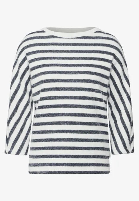 Gestreiftes Federgarn Shirt universal blue