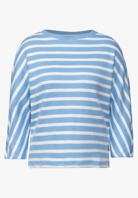 Gestreiftes Federgarn Shirt fresh light blue