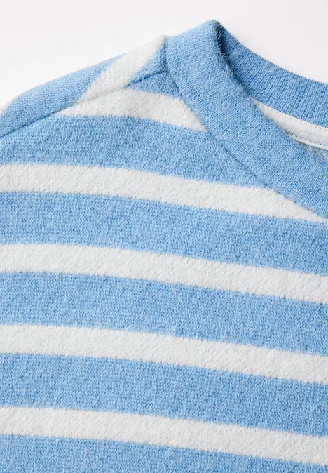 Gestreiftes Federgarn Shirt fresh light blue