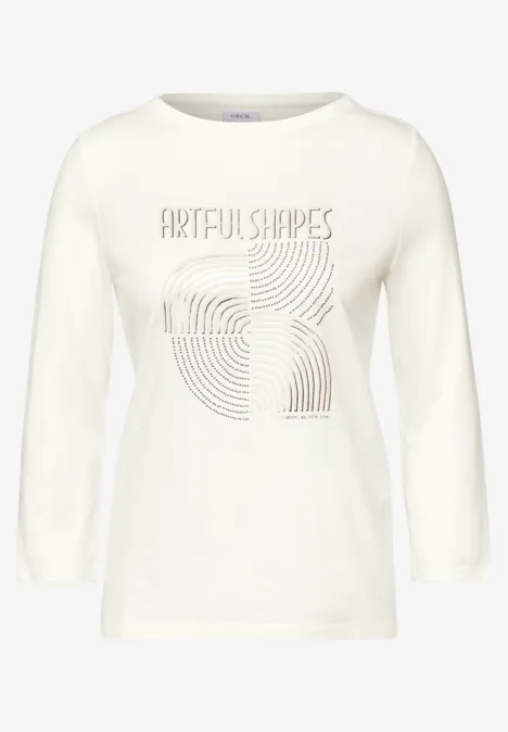 Shirt mit Schimmer-Print vanilla white