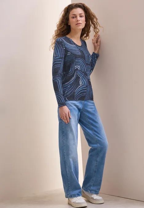 Kuscheliges Shirt mit Print universal blue melange