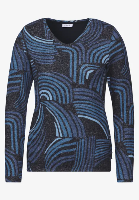 Kuscheliges Shirt mit Print universal blue melange