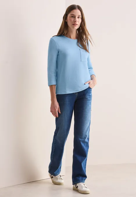 Kurzes Strukturshirt fresh light blue