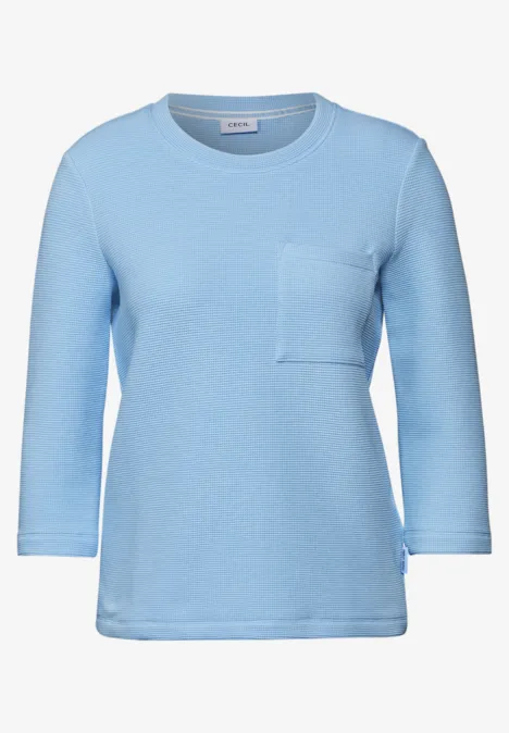 Kurzes Strukturshirt fresh light blue