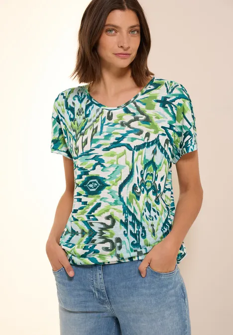 Bedrukt shirt van linnen green lagoon
