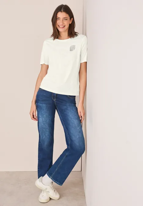 T-Shirt mit Print-Detail vanilla white