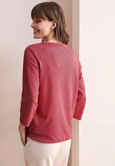 Gestreiftes Strukturshirt granita red