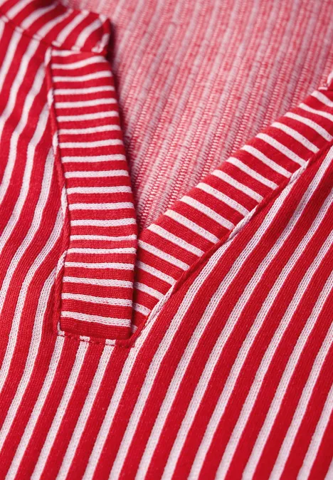 Gestreiftes Strukturshirt granita red