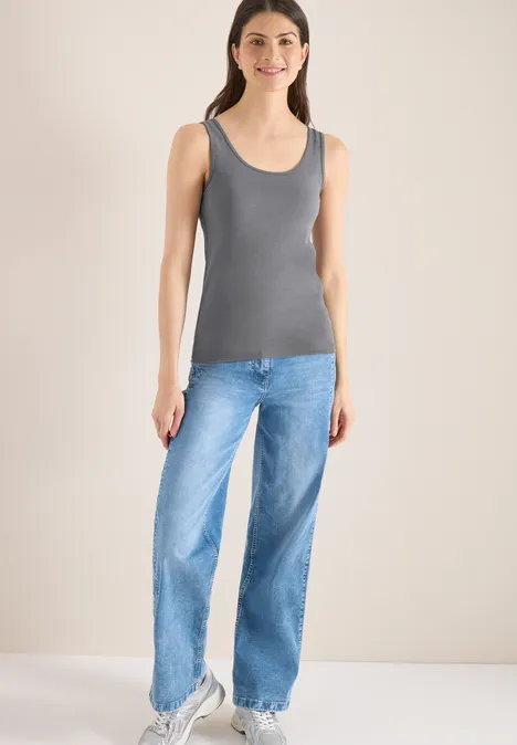 Basic Top aus reiner Baumwolle graphite light grey