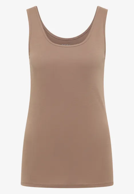 Un débardeur féminin uni beige.