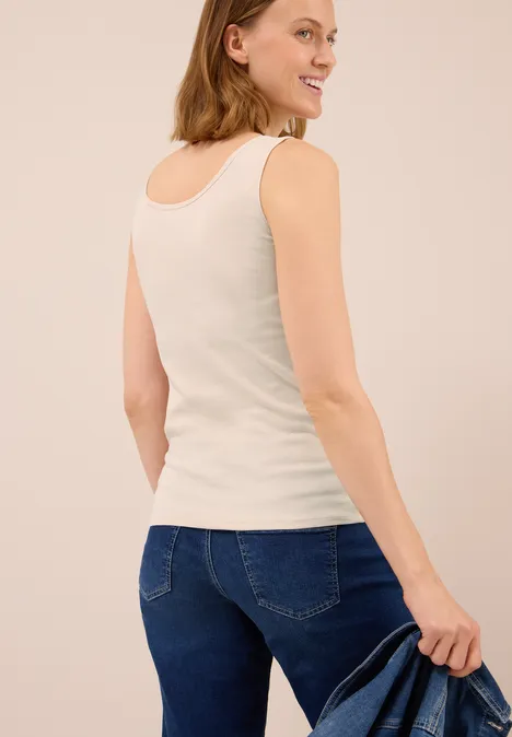 Basic Top in Unifarbe oat milk beige