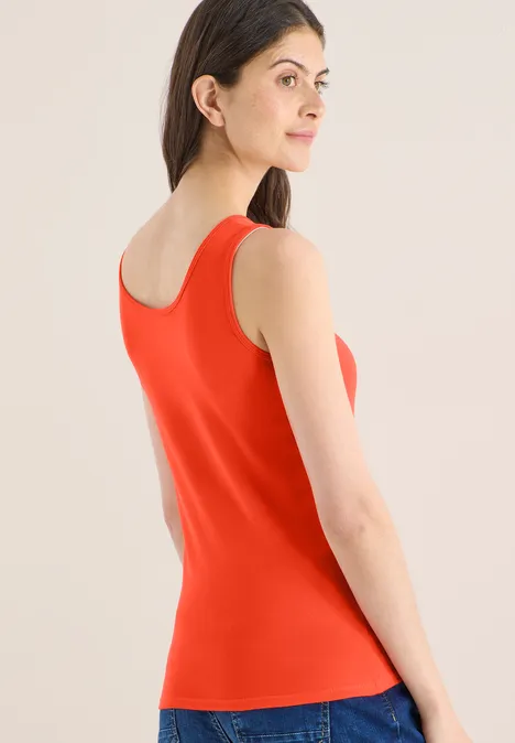 Basic Top in Unifarbe cherry tomato orange