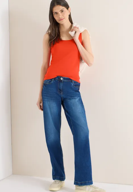 Basic Top in Unifarbe cherry tomato orange