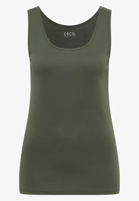 Basic Top aus reiner Baumwolle khaki